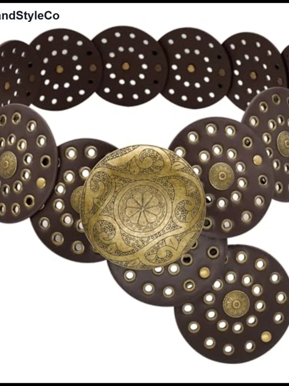 Wide Disc Belt for Women Boho Concho Leather Western Belt